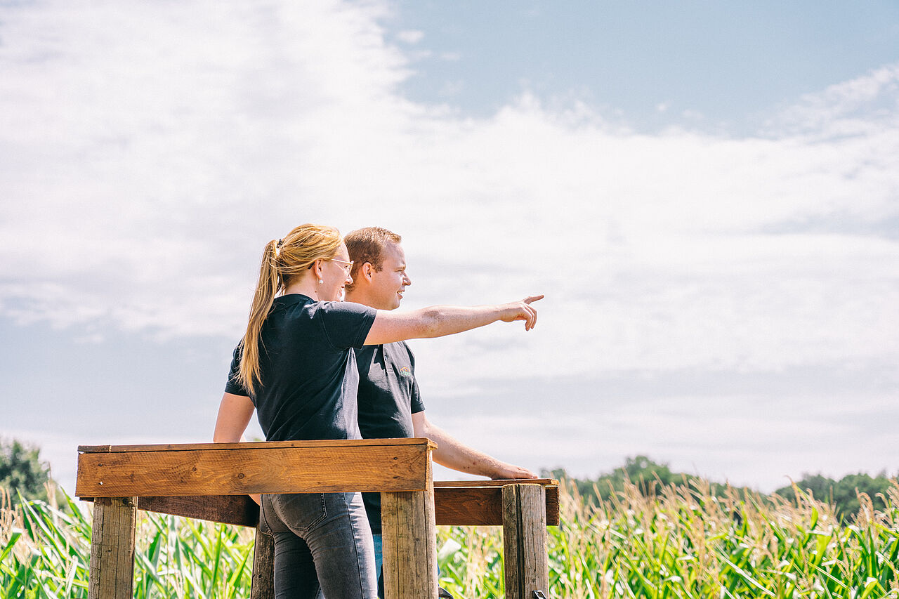 Zwei Menschen in einem Feld Zwei Menschen in einem Feld