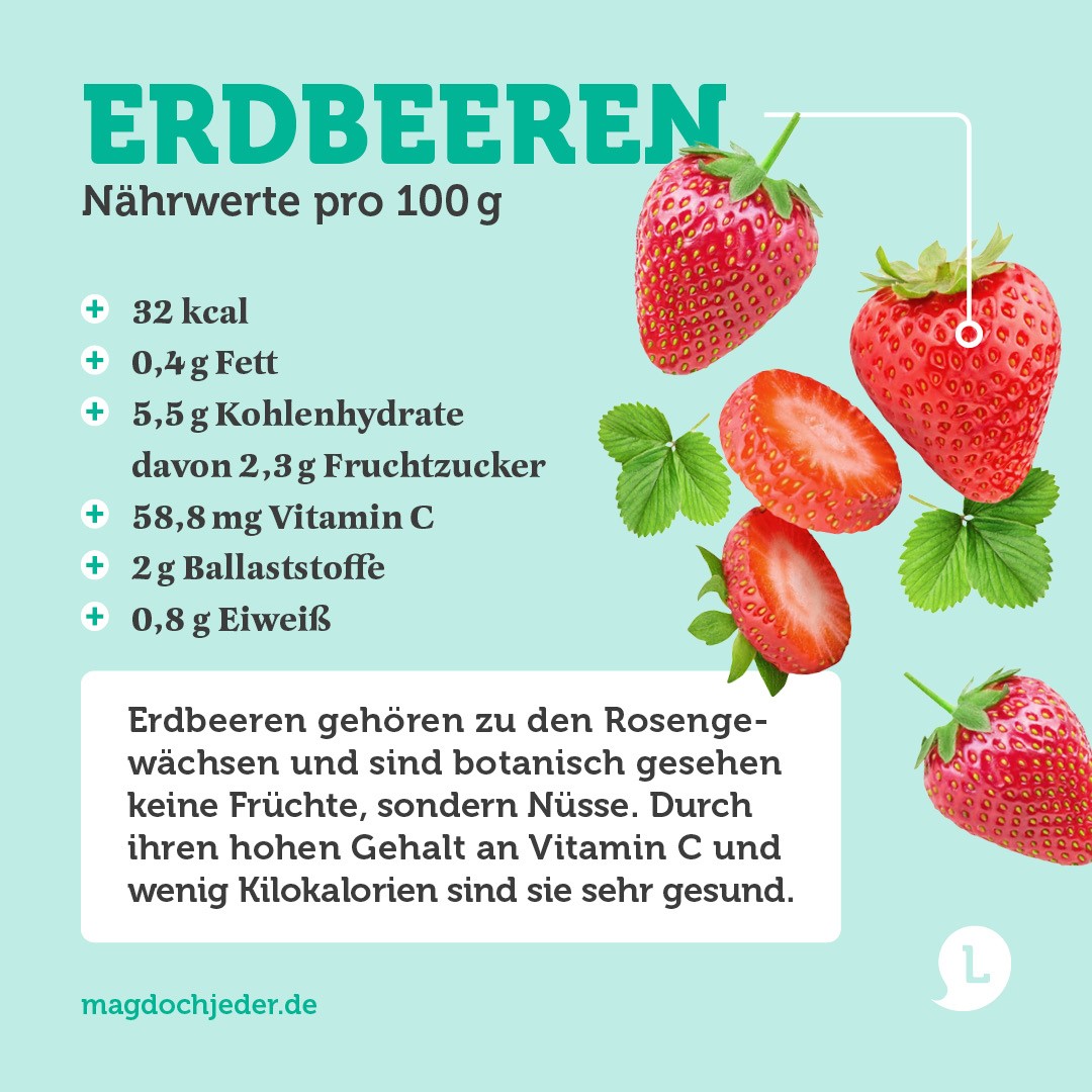 Infografik Erdbeeren: Die Inhaltsstoffe von Erdbeeren